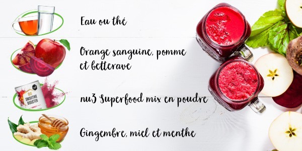 nu3 Bio Superfood en poudre pour smoothie, Immunity - Idée de recette