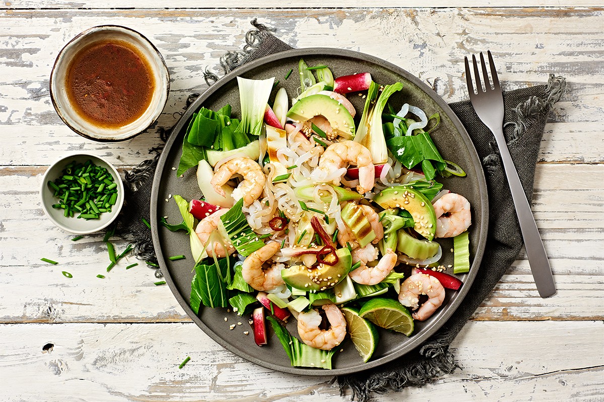 Low Carb Noodles mit Pak-choi & Gambas